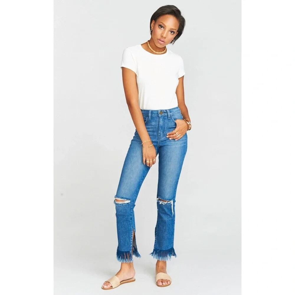 Show Me Your MuMu Blue Brooklyn High Rise Denim Cropped Ankle Jeans - NWT